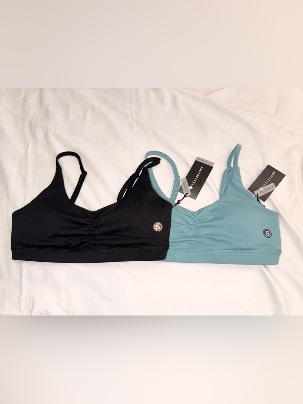 Set of 2 Women’s Traj3ctory  Sports Bra - Black and Teal Small NWT